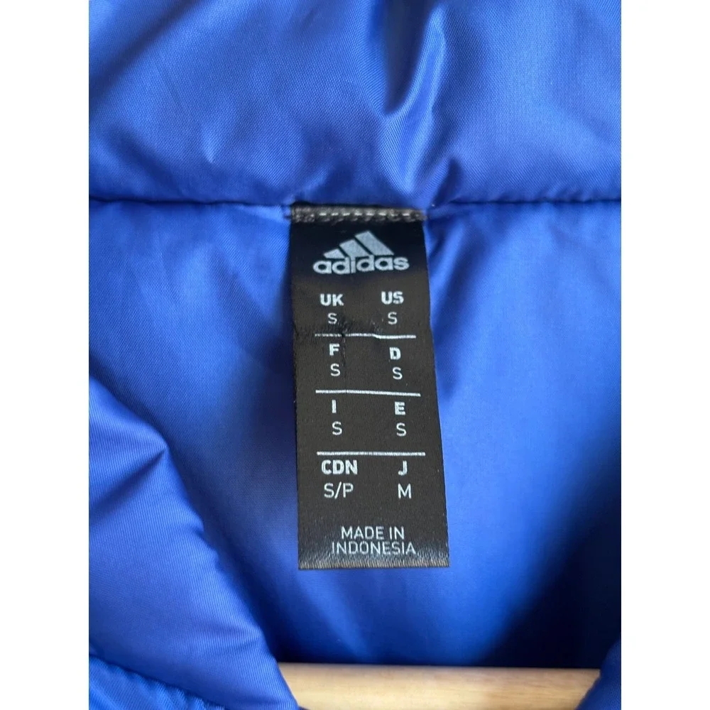 Adidas‎ Mens Blue 3-Stripes Full Zip Padded Windbreaker Jacket Size Small